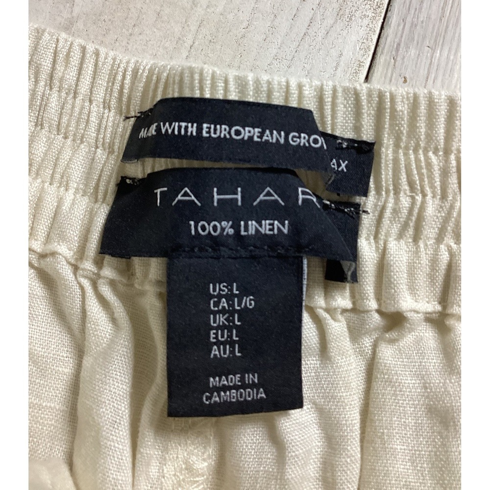 New‎ With Tags Tahari Cream Linen Shorts Women's Large - Picture 3 of 6